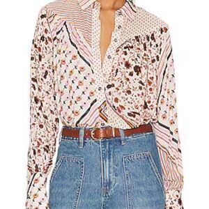 FREE PEOPLE Floral Patchwork Blouse - Multicolor
